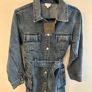 Le Lis Belted Denim Utility Dress – Size Small